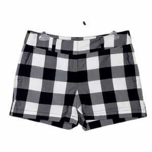 Loft Black and White Checkered Chino Shorts